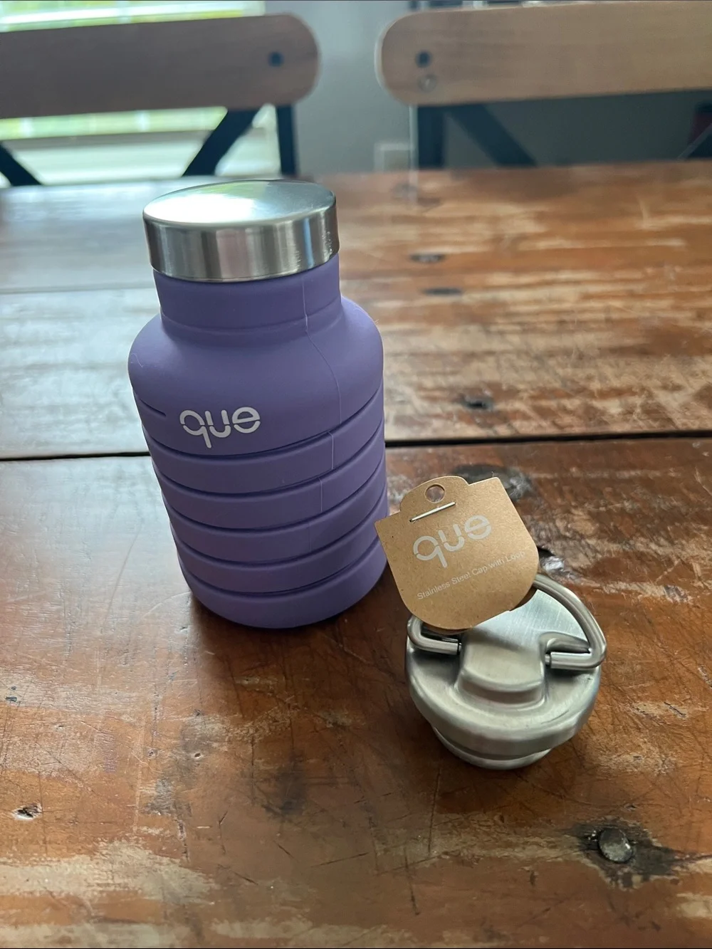 Que Purple Collapsible Bpa Free Dishwasher Safe 20 Oz. Water Bottle